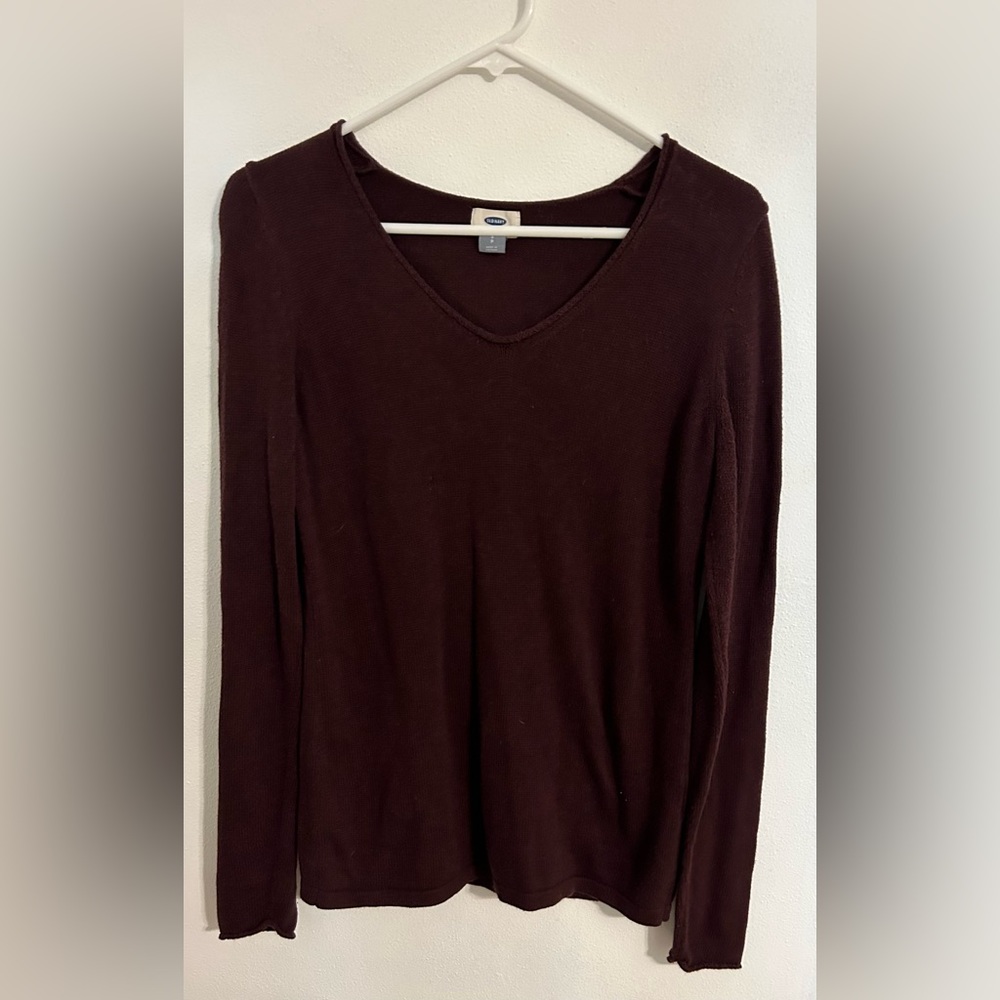 Old Navy, Women’s, Dark Red/Burgundy Knit V-Neck Sweater, Size S